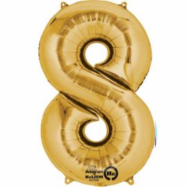 34 INCH GOLD NUMBER 8 BALLOON