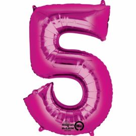 34 INCH PINK NUMBER 5 BALLOON