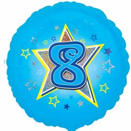 18 INCH 8TH BIRTHDAY BLUE HOLO