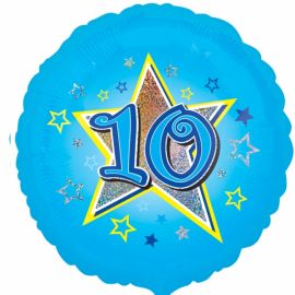 18 INCH 10TH BIRTHDAY BLUE HOLO