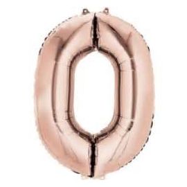 34 INCH ROSE GOLD NUMBER 0 BALLOON