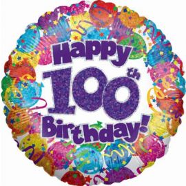 18 INCH 100TH BIRTHDAY PARTY HOLOGRAPHIC