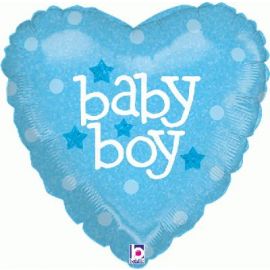 18 INCH BABY BOY HEART HOLO