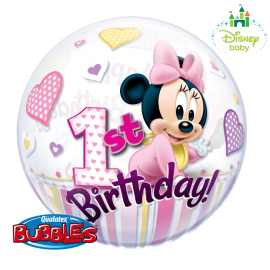 22 INCH SINGLE BUBBLE MINNIE MOUSE 1ST BIRTHDAY 