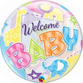 WELCOME BABY WITH ANIMALS 18 INCH BALLOON IN A BOX