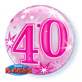 22 INCH AGE 40 PINK BUBBLE BALLOON 