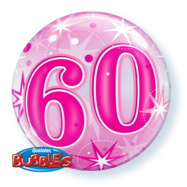22 INCH AGE 60 PINK BUBBLE BALLOON 