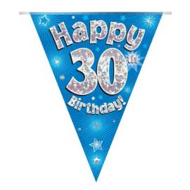 PARTY BUNTING BLUE HOLO HAPPY 21ST 3.9M