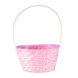 BAMBOO BASKET OVAL W/HANDLE IN LILAC 30X20CM BK406 5055977313528