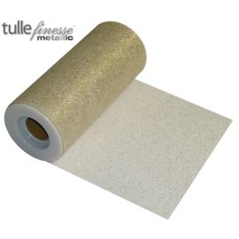 TULLE FINESSE 6 INCH X 25Y METALLIC GOLD GLITTER