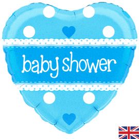 18 INCH BABY SHOWER HEART BLUE HOLO