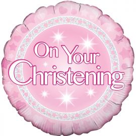 18 INCH CHRISTENING GIRL HOLOGRAPHIC