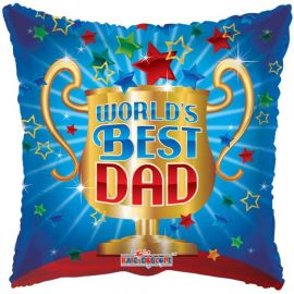 18 INCH FOIL WORLDS BEST DAD TROPHY BALLOON