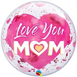 22 INCH SINGLE BUBBLE LOVE YOU M(HEART)M PINK 8254 071444825429