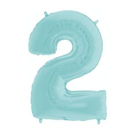26 INCH PASTEL BLUE NUMBER 2 BALLOON