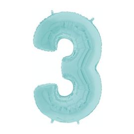 26 INCH PASTEL BLUE NUMBER 3 BALLOON