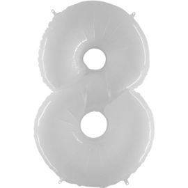 40 INCH NUMBER 8 WHITE GLOSS BALLOON