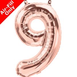 16 INCH NUMBER 9 ROSE GOLD AIR FILLED BALLOON