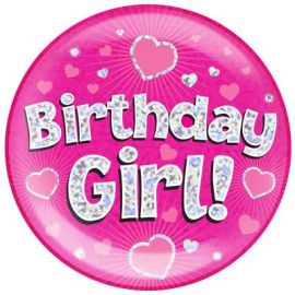 Large Jumbo Happy Birthday Badge Male Female Party Boy Girl Blue Pink